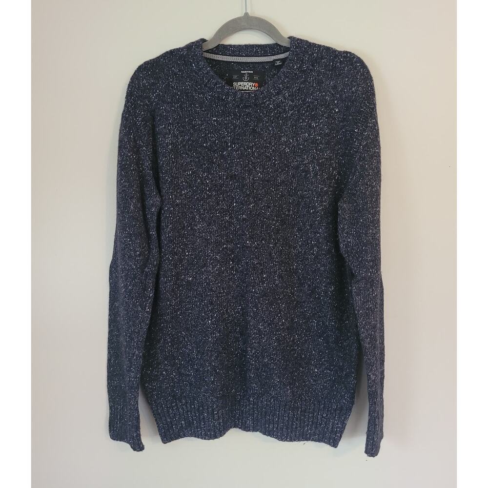 Super Dry International Premium Naval Knitwear Wool Sweater Large